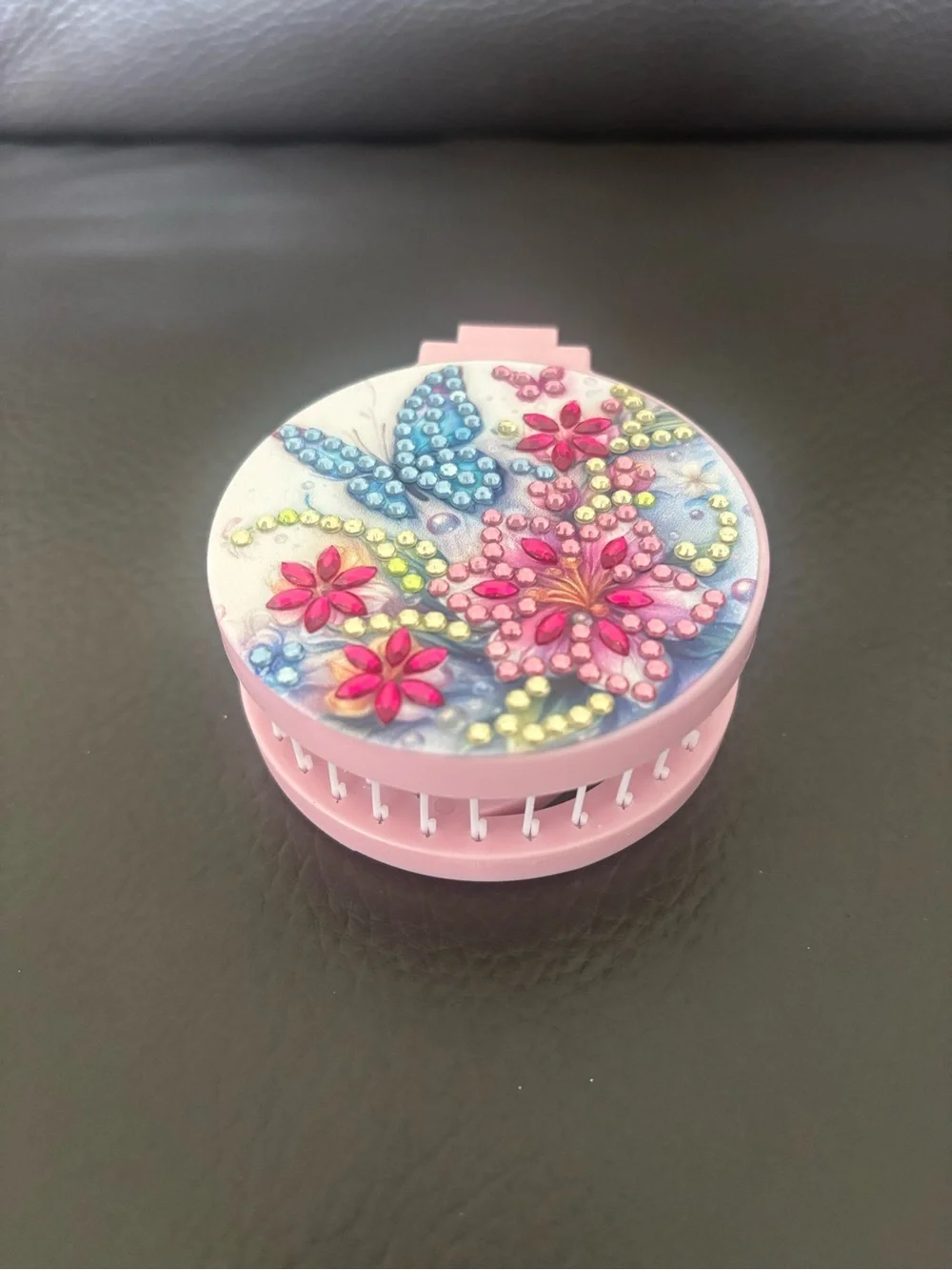 Hand Crafted Pink Compact Mirror Comb Combo